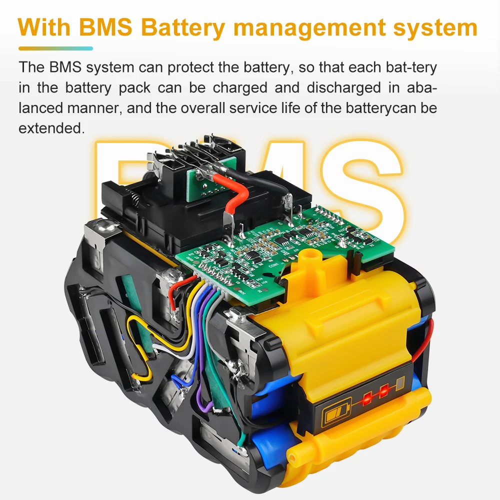 Waitley-bateria de lítio de substituição 18v, 54v, 6000 ah, dcb606 para dewalt max xr, 20v/60v, ferramenta vpower, mah