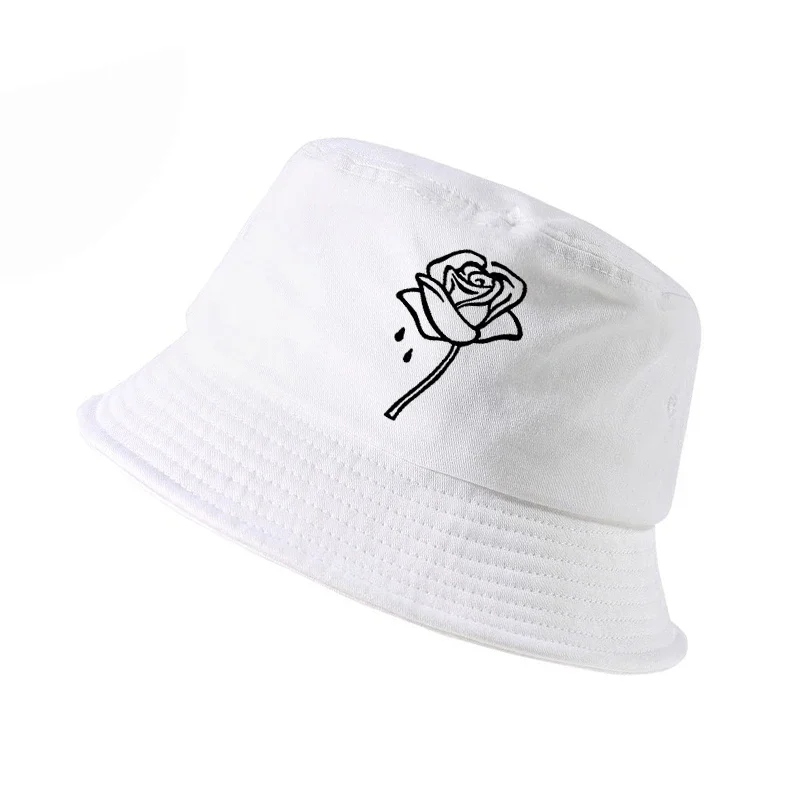 

Rose fisherman hat Harajuku pop panama Women New Summer hip-hop cap Punk rock bucket cap gorro