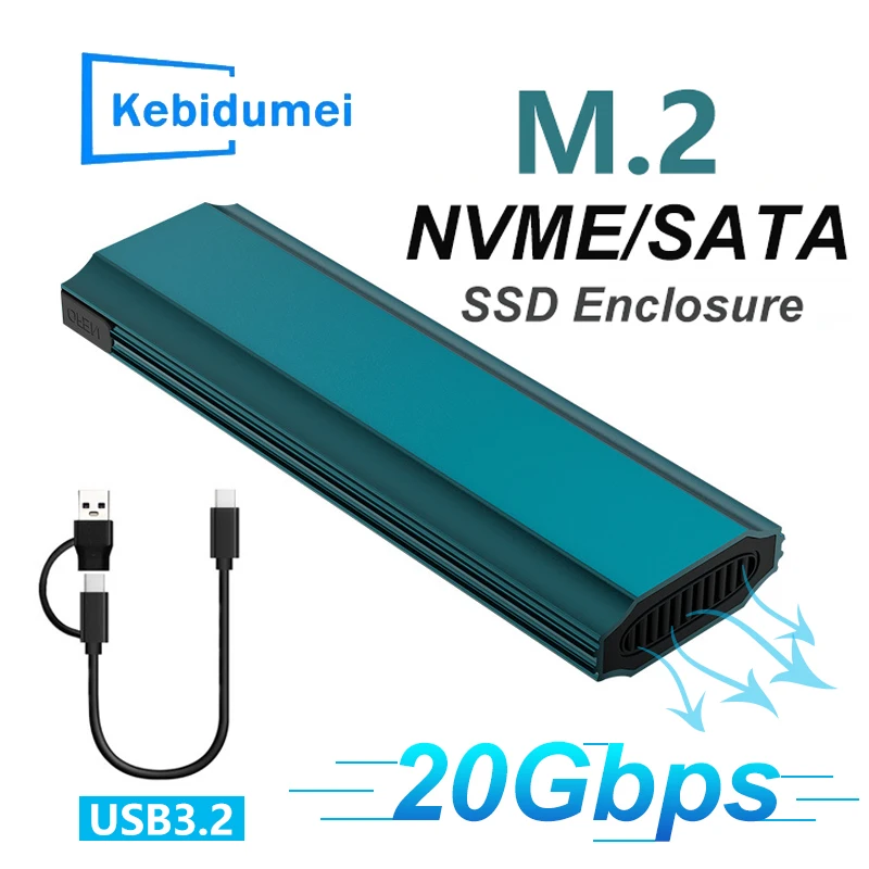 M.2 NVME/NGFF SSD HDD Enclosure 20Gbps 10Gbps USB3.2 To Type C External Hard Drive Case For SATA Support 2230 2242 2260 2280