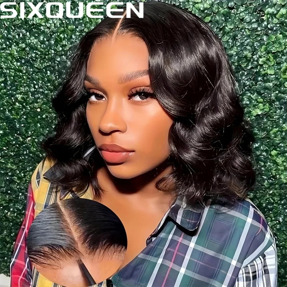 

Парик из натуральных волос Body Wave, без клея, короткий боб, с кружевной передней частью, предварительно нарезанный, из бразильских волос, с HD-кружевной застежкой 4x4, для женщин, плотность 250%