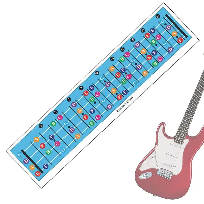 

4 String Electric Guitar Reference Chart Bright Color Guitar Chords Chart Guitar Reference Chart Easy Setup Guitar Chords Scales