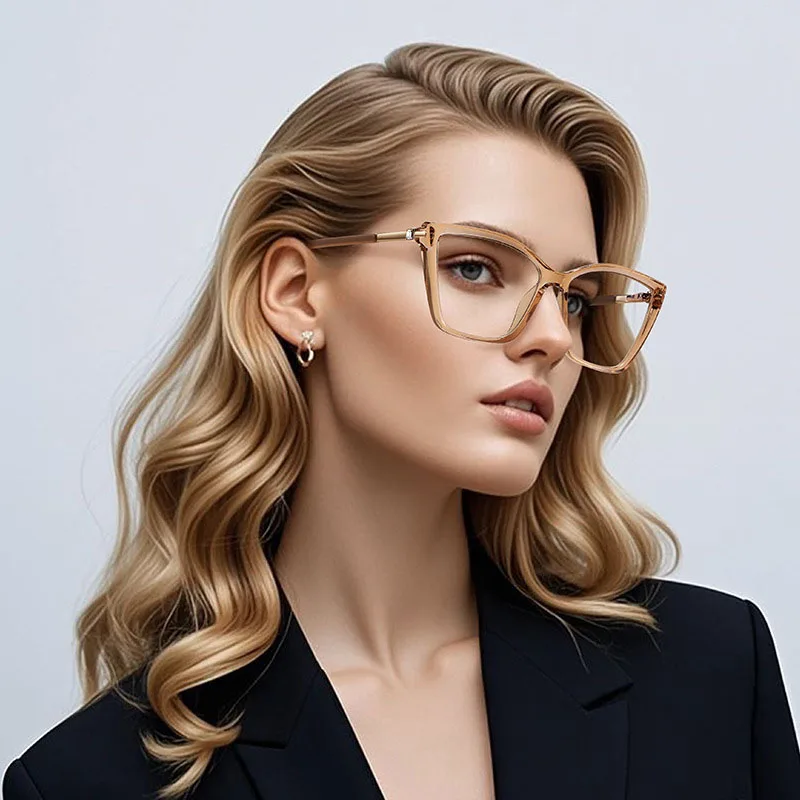 

2025 New TR90 Square Diamond Anti Blue Light Glasses Fashion Women's Age Reducing Plain Light Glasses Student Optical Glasses