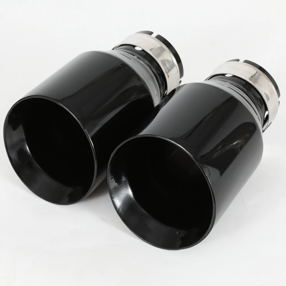 1Piece Car Black Stainless Steel Exhaust System Muffler Tip End Flat Edge Outlet Universal Modified Exhaust Pipe Accessories