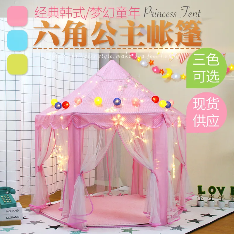 

Kids Indoor Tulle Hexagon Tent Baby Decor Playhouse Princess Play Castle Tent Dollhouse