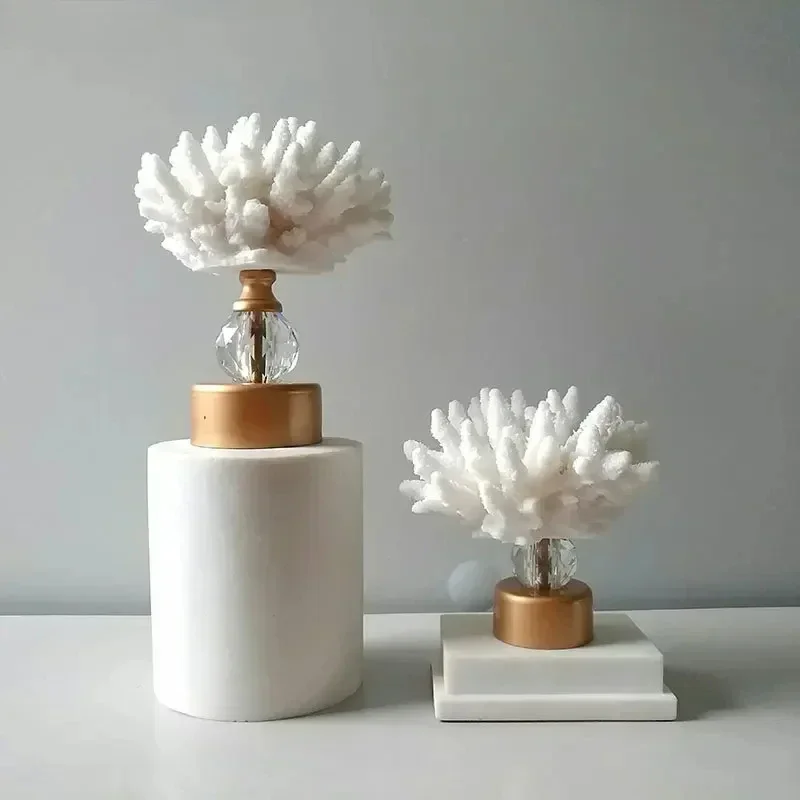 Multiple Styles White Coral Statue Resin Crafts Desk Decoration Modern Artwork Ornaments Coral Sculpture Room Aesthetics Decor