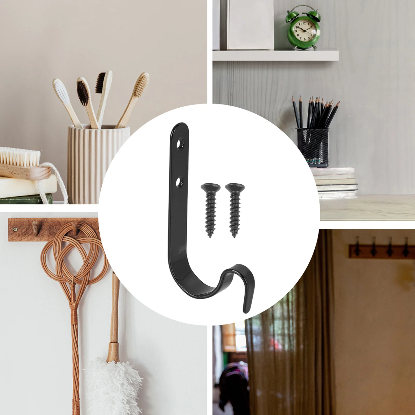 

10pcs Iron Bag Hangers Black Small Storage Wall Mounting Sturdy Hanger Home Bag Hooks Iron Hooks Organization Durable