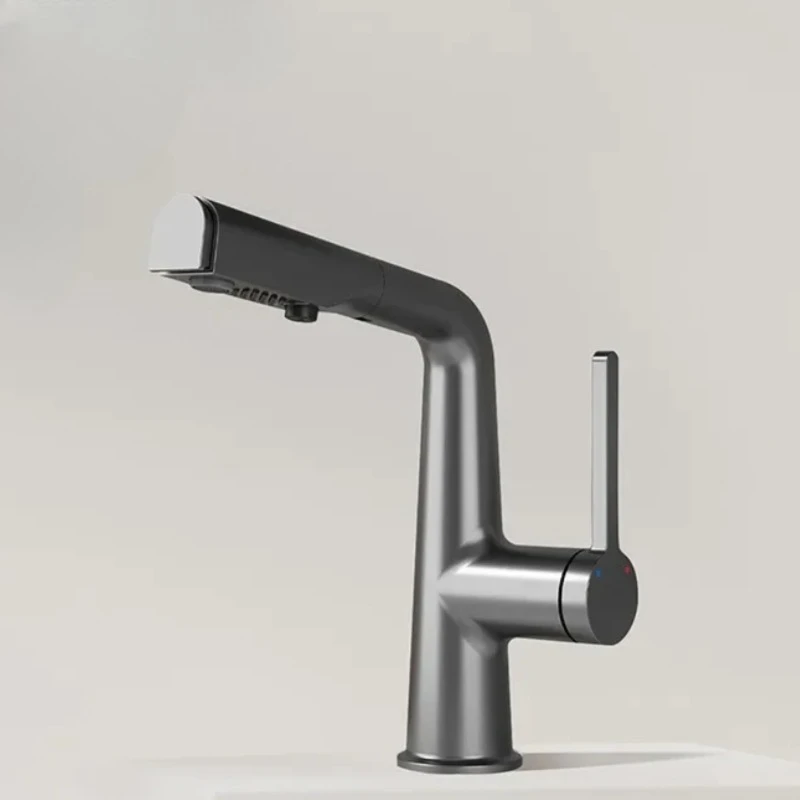

Copper Pull-Out Faucet - White Hot & Cold Washbasin Tap for Bathroom Cabinet Basin, High Aesthetic Home Faucet, Easy Install