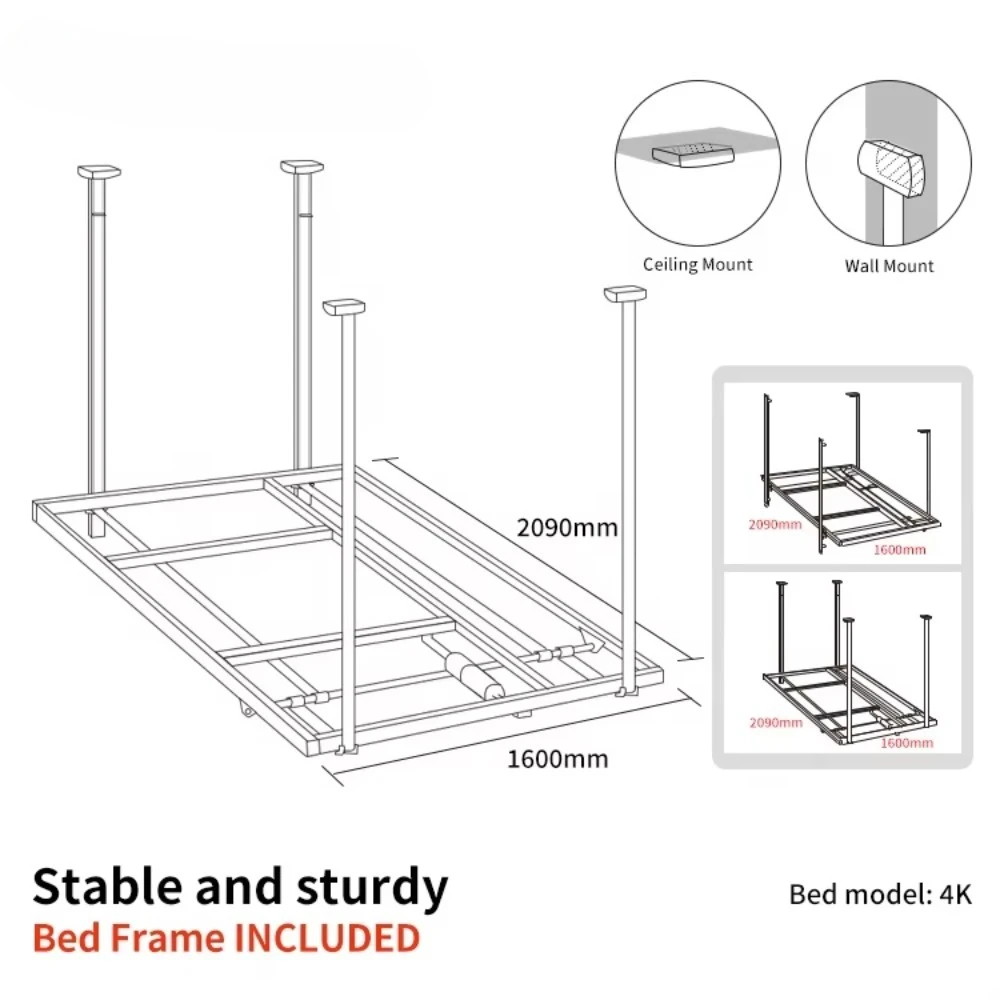 Aluminum Bed Lift 12V 24V RV Parts Camper Refit Kit
