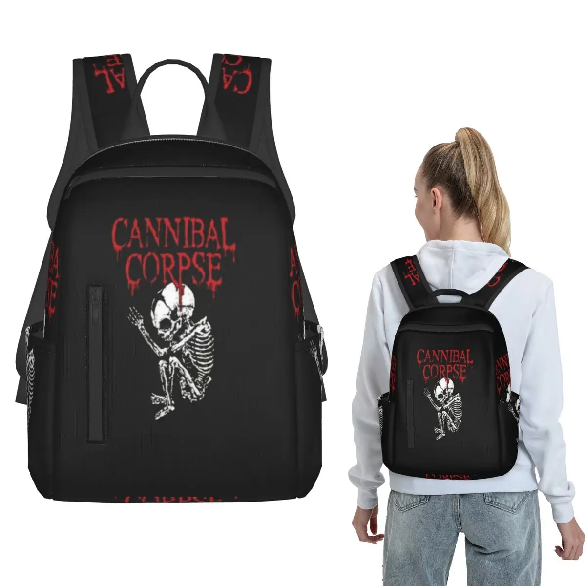 Cannibal Corpse Metal Skateboard 2 Backpack Large Capacity Boys Girls BookBag School Bag Shoulder Bags for Men Women