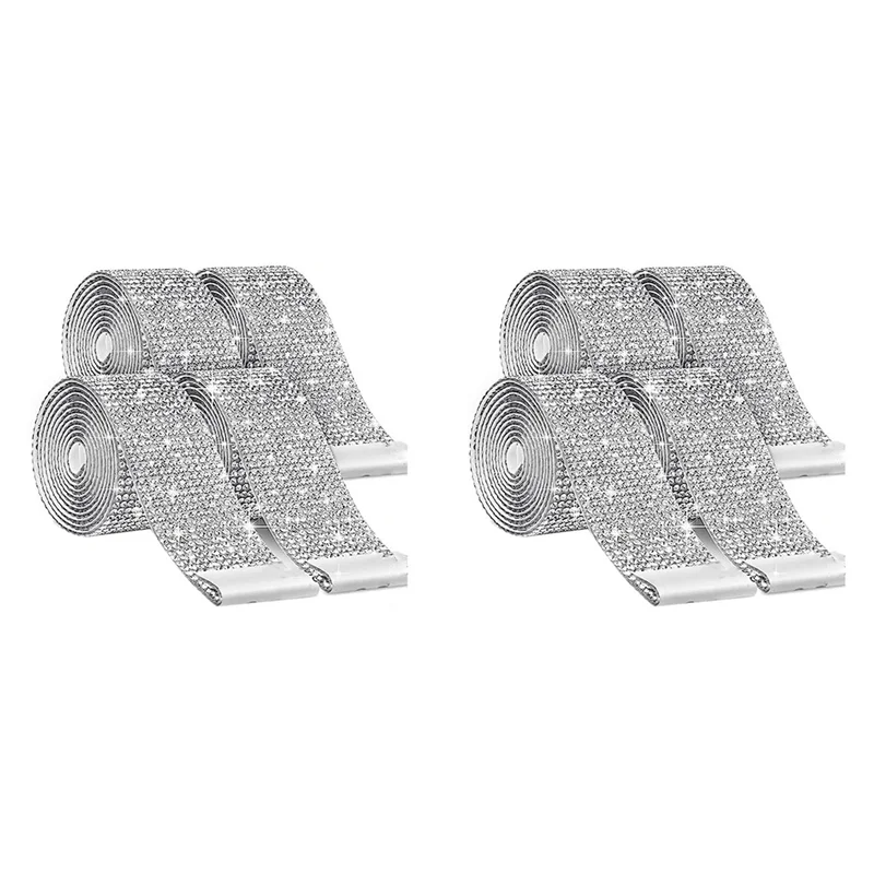 

NEW-8 Rolls Self Adhesive Rhinestone Strips, Rhinestone Ribbon Rhinestone Diamond Ribbon For Crafts, DIY Rhinestone Tape