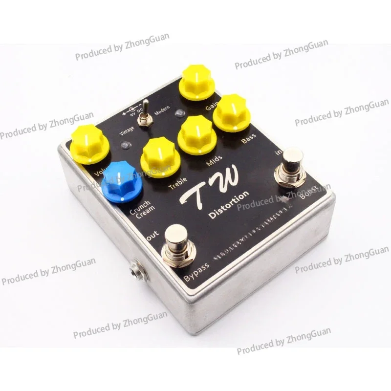 Distortion, Monolithic, Double-stepped Electric Guitar Pedal with Boost