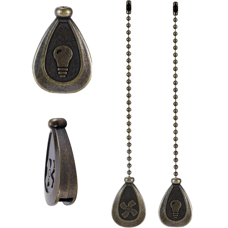 TFORU-4 Confezione di prolunga per catena di trazione per ventilatore da soffitto abbronzato, catene a sospensione classiche a forma di goccia per ventilatori e luci da soffitto