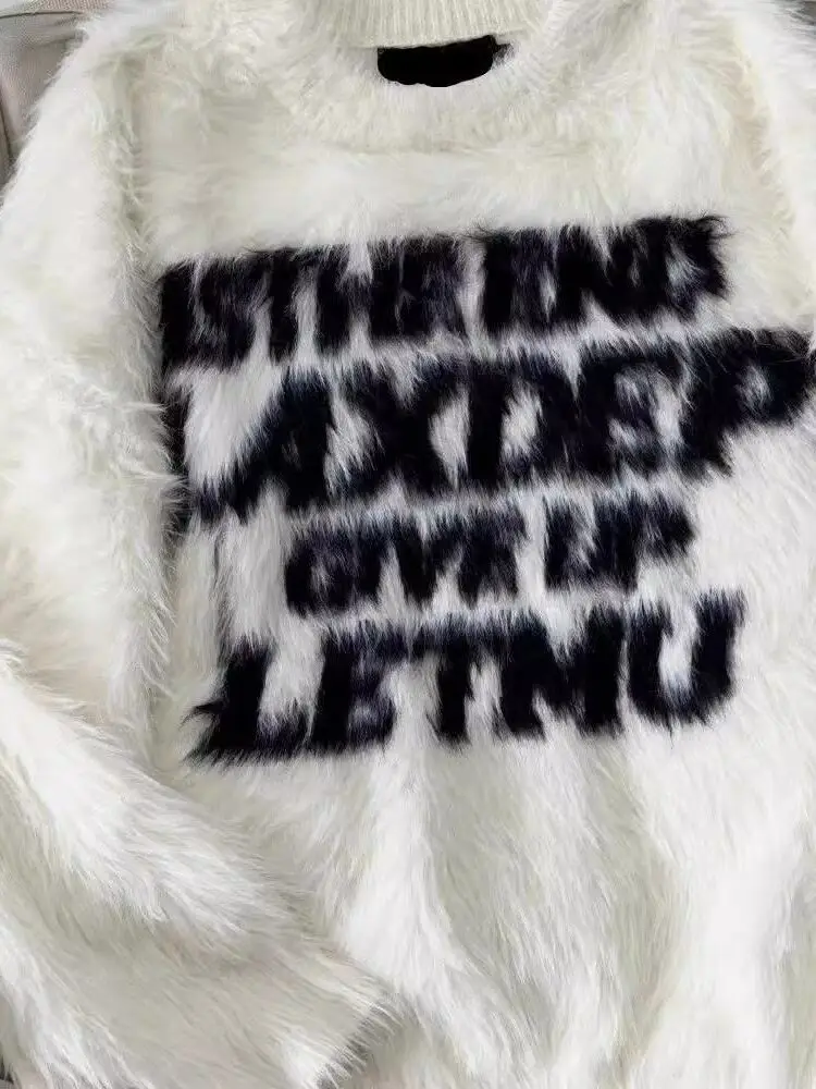 

Ретро американский Sle пара Plu трикотаж мужские женские осенне-зимние модные ленивые надписи верхняя одежда домашняя уличная повседневная одежда