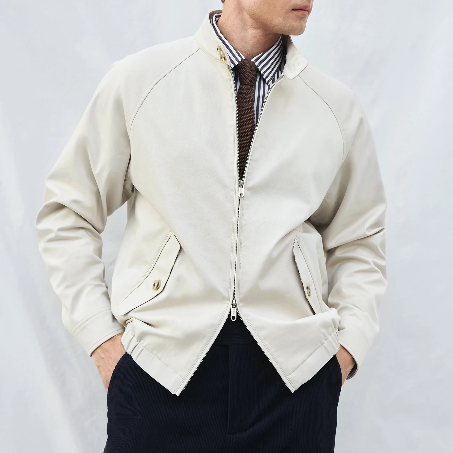 سترة رجالية جديدة للخريف، ياقة أمريكية غير رسمية بلون سادة، سترة علوية قصيرة للأعمال