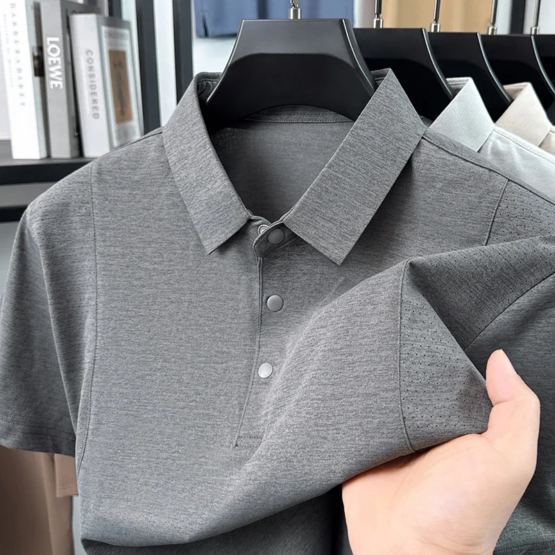 Schnell trocknendes, atmungsaktives Herren-Poloshirt für den täglichen Arbeitsweg und geschäftliche Aktivitäten, kurzärmliges Revers-Oberteil