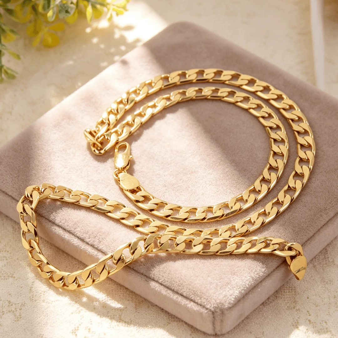 Collier à breloques en or 18 carats Noble, chaîne latérale de 8 mm, pour hommes et femmes, bijoux de luxe, mode, fête, mariage, polyvalents, cadeaux de Noël