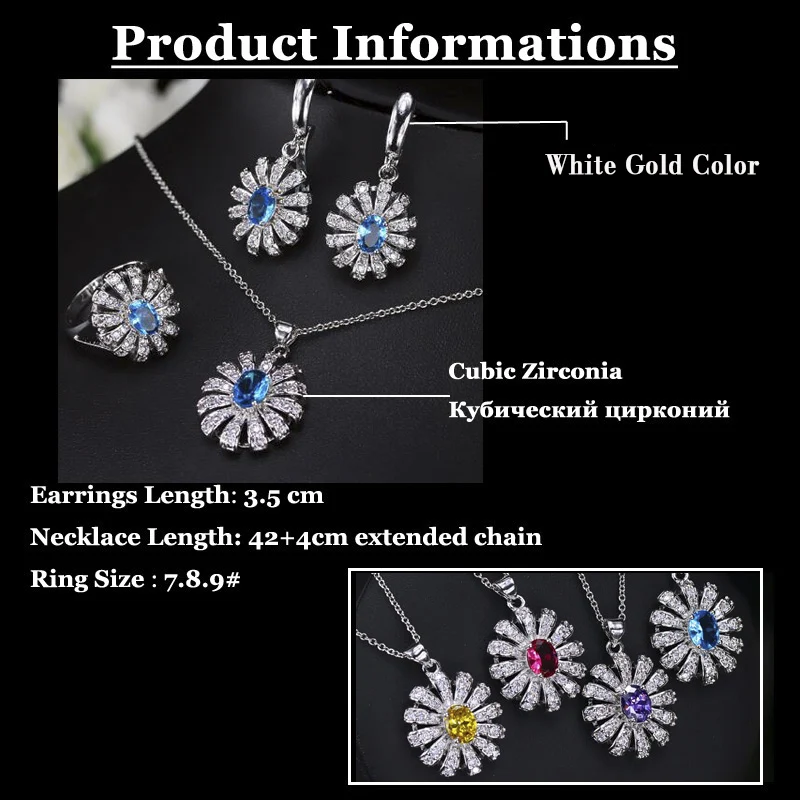 ThreeGraces Fashion Green Cubic Zirconia Stone Flower Necklace Earring and Ring Set Bridal Wedding Party Jewelry for Women JS500