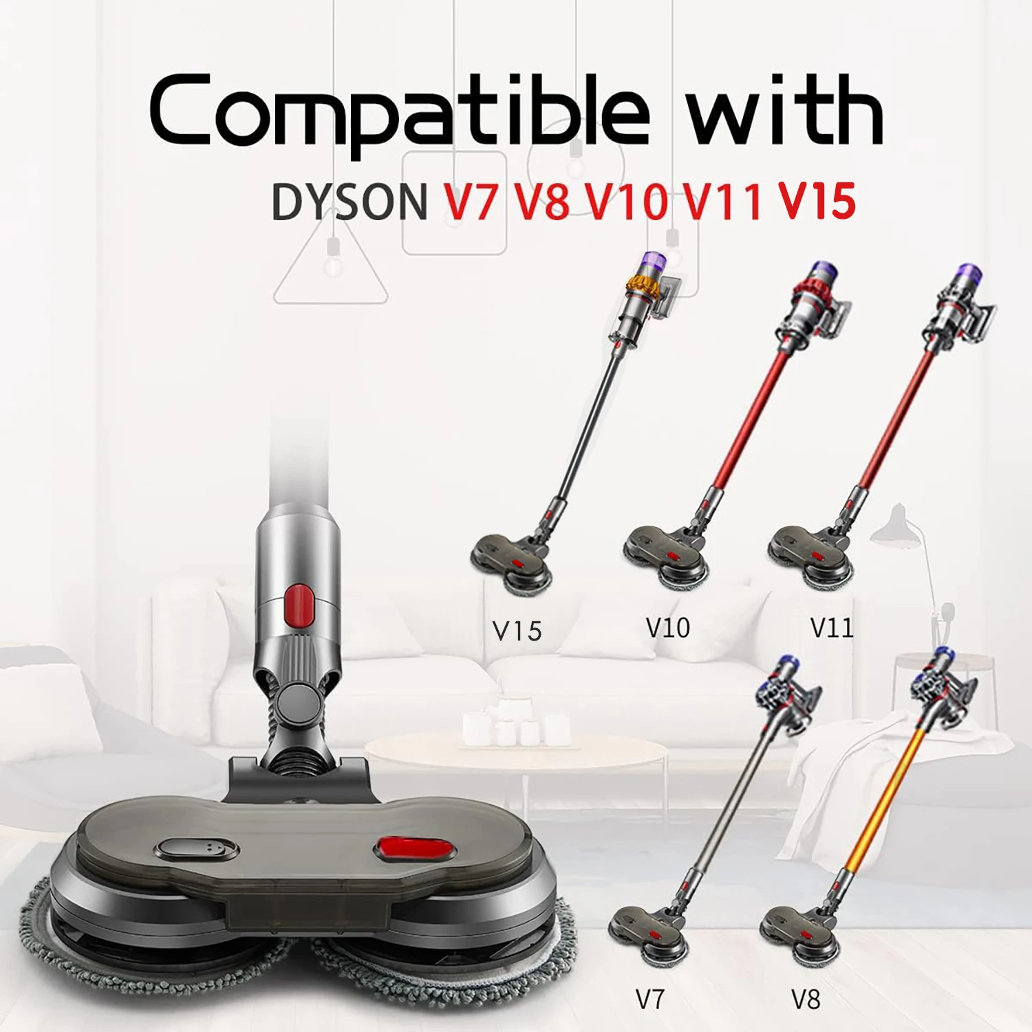 For Dyson V7 V8 V10 V11 V15 Vacuum Cleaner Electric Mop Head Kit  Parts Mop Attachment With Water Reservoir Cleaning Rag Cloth