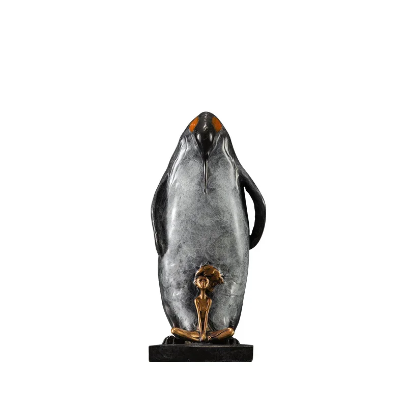 

Penguin brass ornament, simulated marine animal penguin shape metal bronze crafts