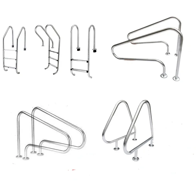 

Custom 304 Stainless Steel Ladder Pool Accessories Handrail and Swimming Pool Escalator Stairs