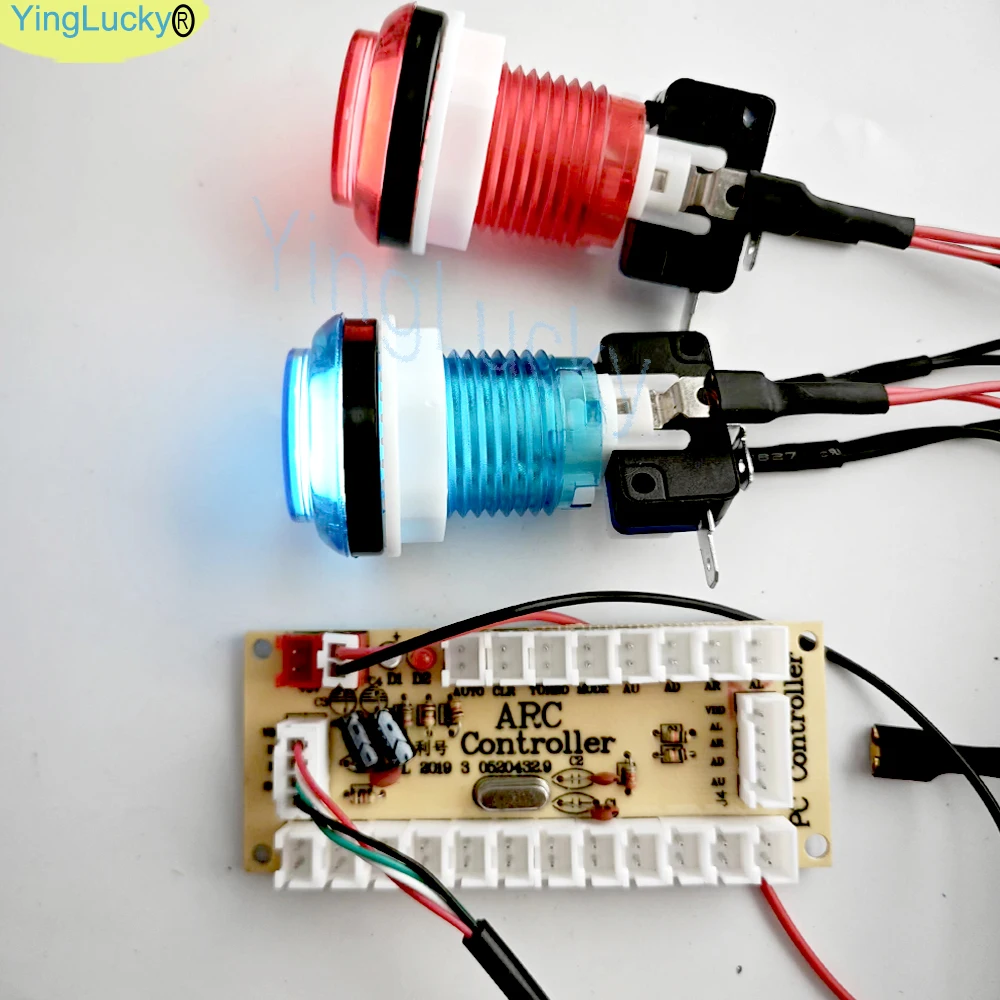 2-Spieler-DIY-Arcade-Spiel-Kit mit LED-Beleuchtung, Nullverzögerung, USB-Encoder, Joystick für PC, Raspberry Pi, Arcade-Gaming-Maschine-Kit – Detail 3