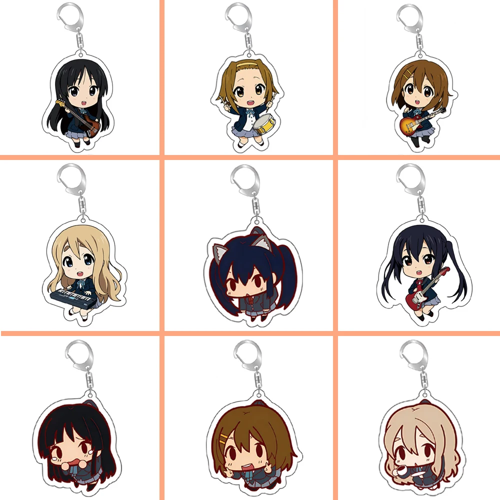 K-ON! Hirasawa Yui Akiyama Mio Acryic Anime Keychain Cartoon Keyring Bag Parts & Accessories