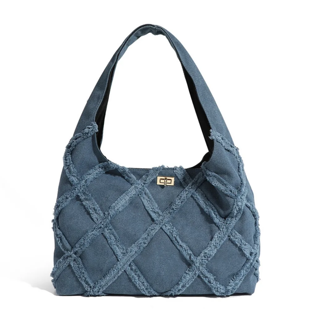 

Retro Blue Large Capacity Denim Bag Canvas Korean Style Canvas Shoulder Bag Lightweight Female Tote Bag Shopping