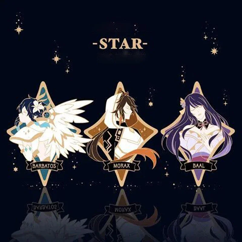 

Genshin Impact Game Anime Figures Venti Morax Rosalyne Tartaglia Kunikuzushi Zinc Alloy Brooch Badge Kids Toys Birthday Gifts