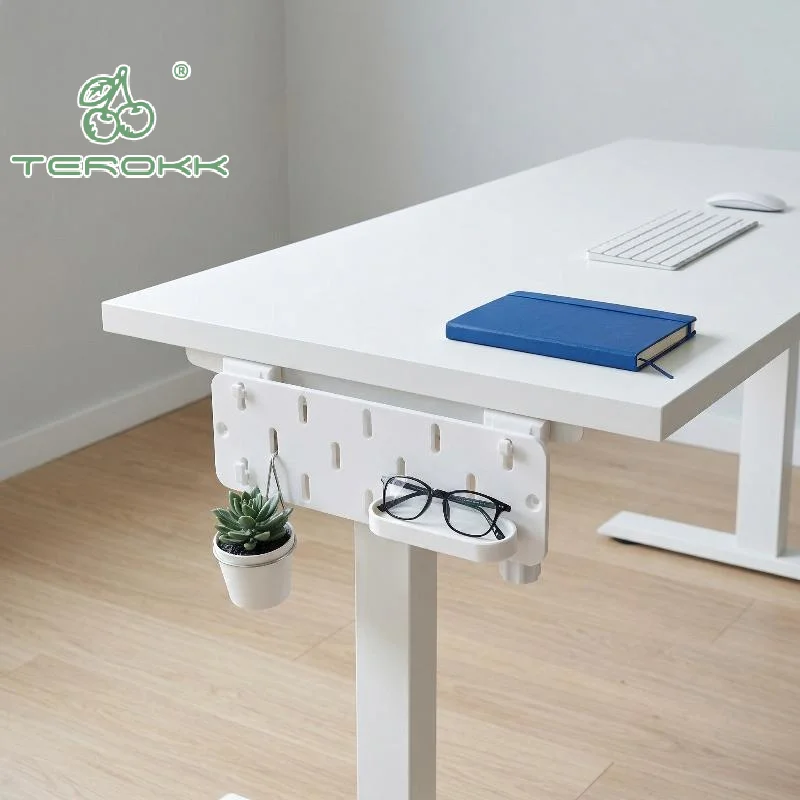 

Table Side Perforated Pegboard No Drill Desk Edge Organizer With Hooks For Office Desk Storage And Accessory Hanging