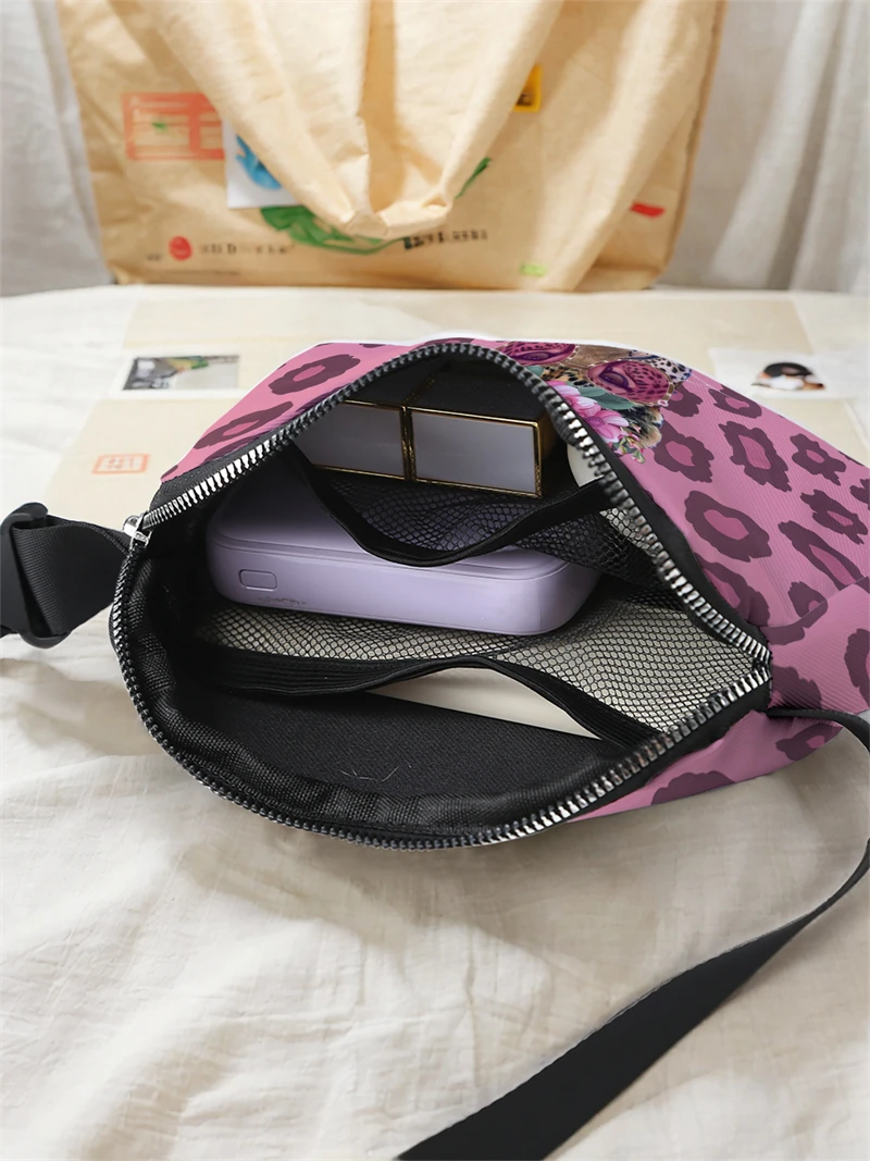 1 Stück, modische verstellbare Tiger-Umhängetasche mit Leopardenmuster, neutrale Sport-Hüfttasche, geeignet zum Laufen – Detail 4
