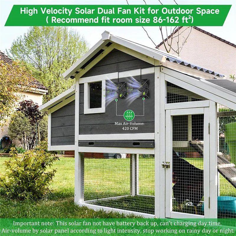 

Hot Sale-For Chicken Coops,Greenhouses Solar Powered Fan,15W Solar Panel With 2 Waterproof Intake Or Exhaust Air Fans