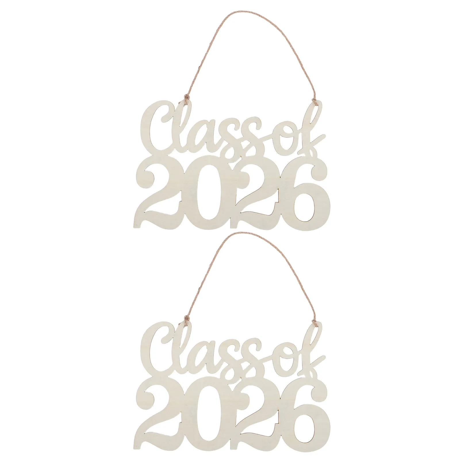 2Pcs Graduation Wood Sign Minimalist Class of 2026 Photo Booth Prop Keepsake Hanging Wooden Plaque Decoration for Senior Party