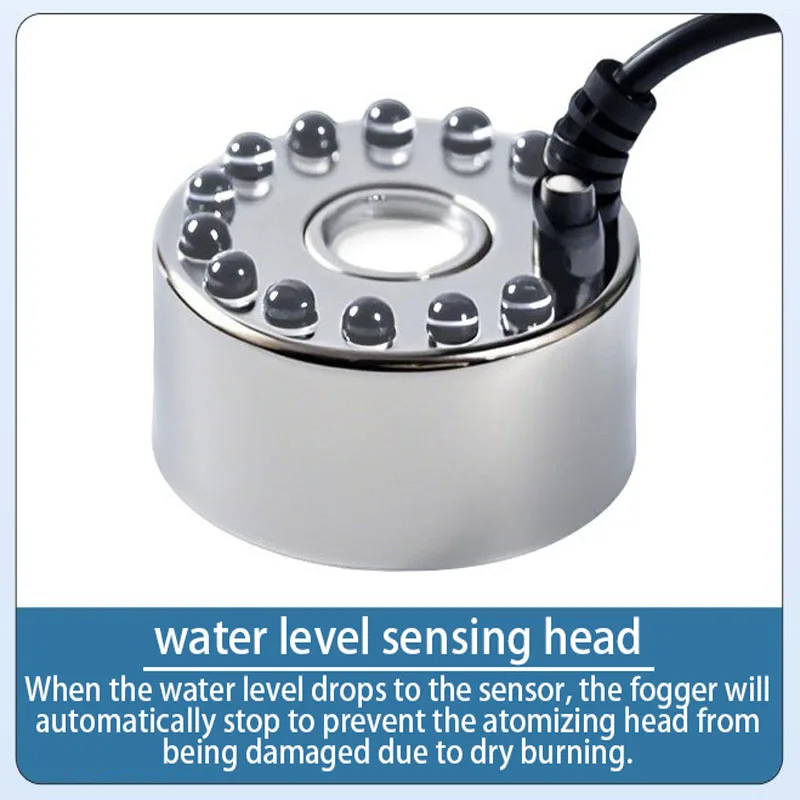 Ultrasonic Atomizer with Colorful Lights, Mist Maker for Landscape, Rockery, Pond, Fish Tank and Bonsai