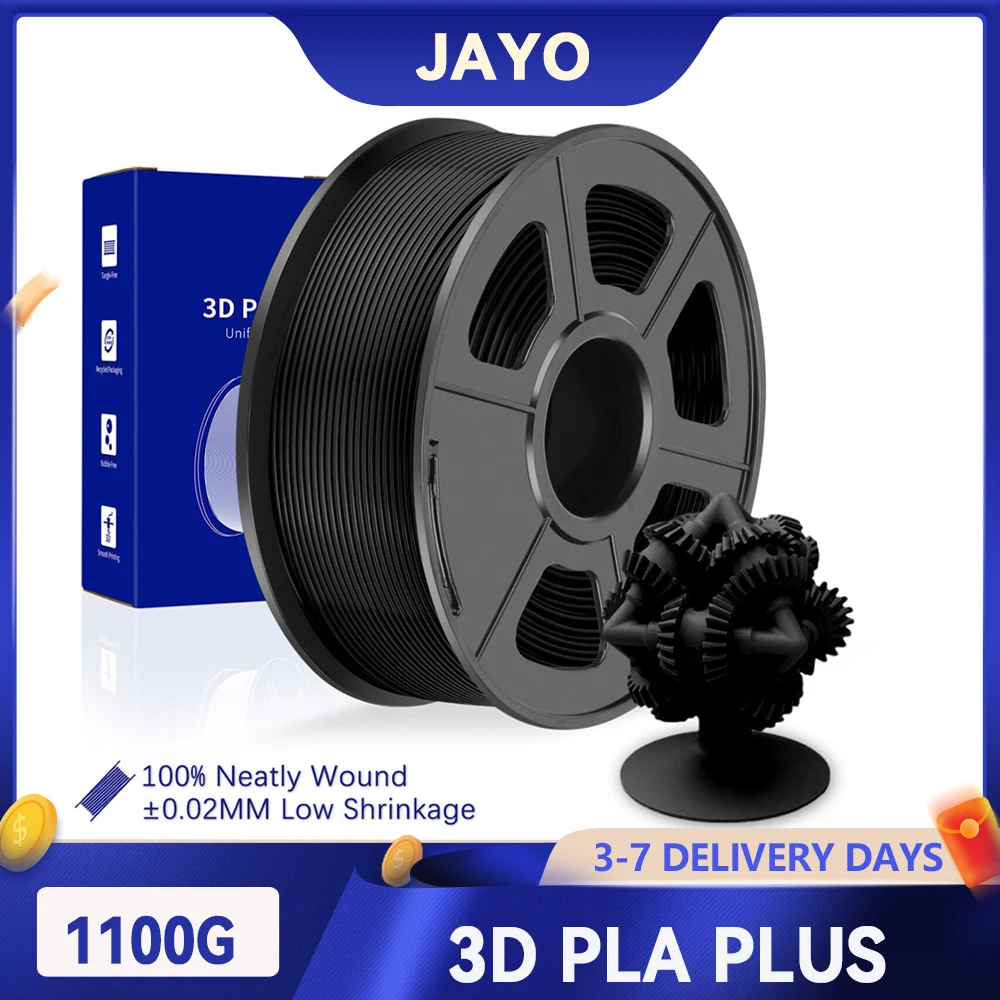 

Нить для 3D-принтера JAYO PLA PLUS 1,75 мм, 1100 г, 100% без пузырьков и нетоксичных материалов для 3D-печати PLA + для 3D-принтера и 3D-ручки