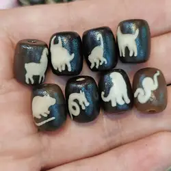 Tibetan Weathering Paste Twelve Zodiac Agate Celestial Beads Necklace Pendant Bracelet Diy Accessories
