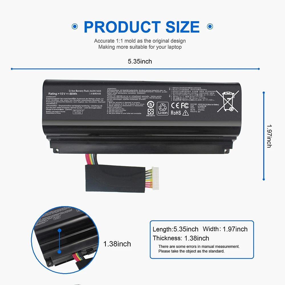 Imagem -03 - Bateria para Asus Rog G751jl 17.3 G751 G751jy G751jt G751jm Gfx71jy G751jl-wh71 G751jl-ds71 G751jl-bsi7t28 G751j-dh71