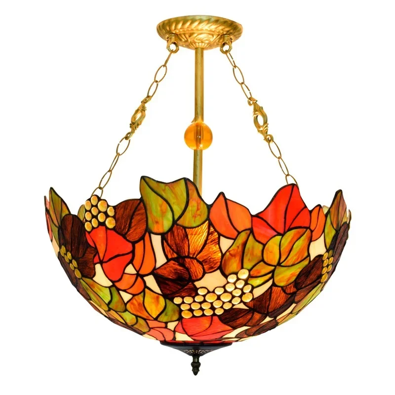 

50CM Vanni Country Vintage Grape Vintage European Tiffan Stained Glass Dining Room Chandelier