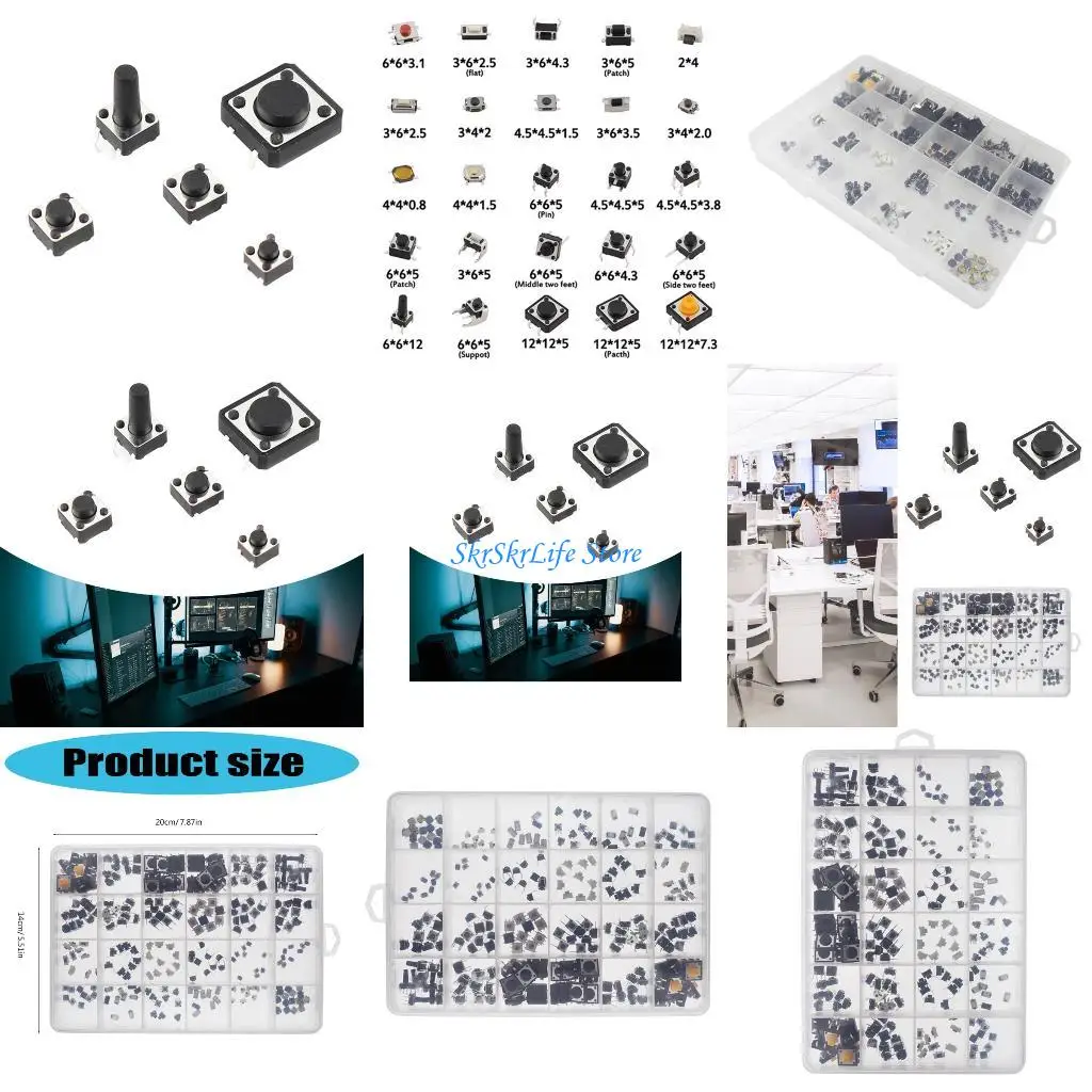 

E65E 250pcs тактильные наборы кнопок комплект ассортимент