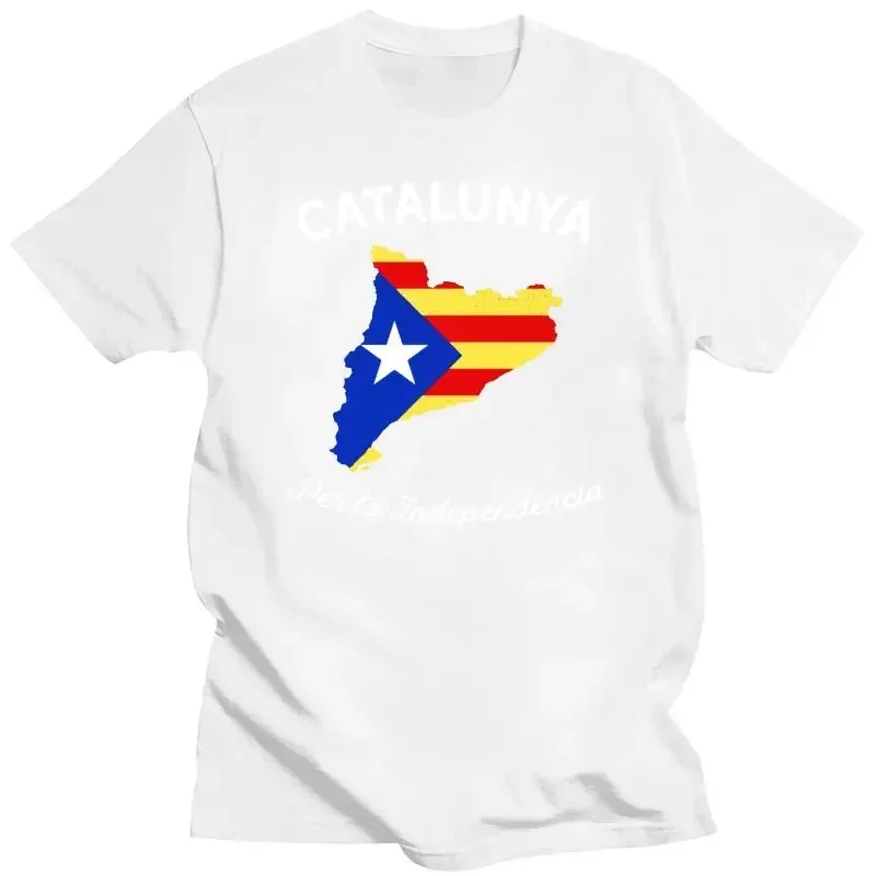 Catalunya Per La Independncia Flag Pattern Tshirt for Men Lovers Day Graphic T Shirts Men Clothing Camisas Harajuku