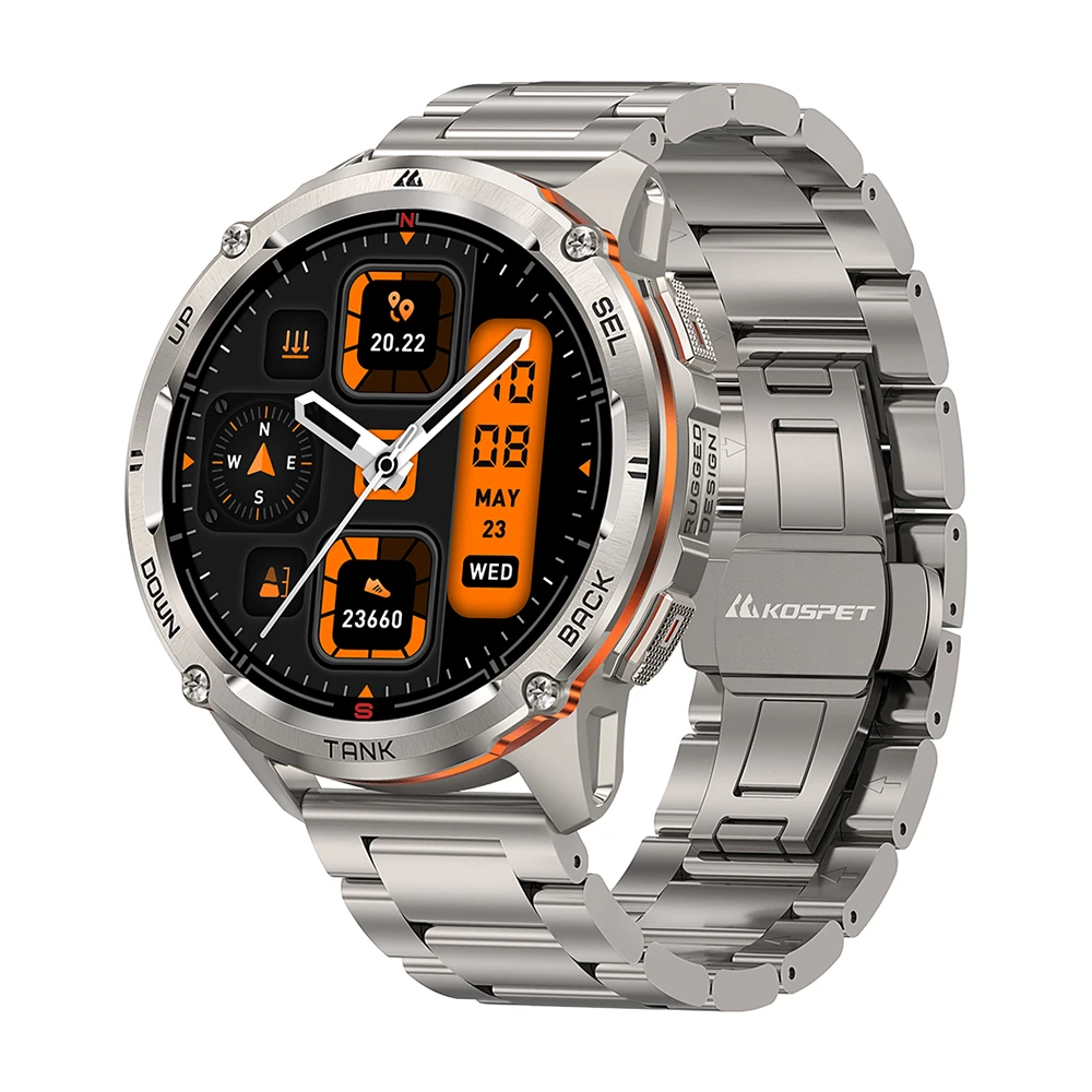 KOSPET TANK T3 Ultra 2 GPS Smart Watch For Men Smartwatch Compass Altimeter Barometric 5ATM IP69K Waterproof AMOLED Mens Watches
