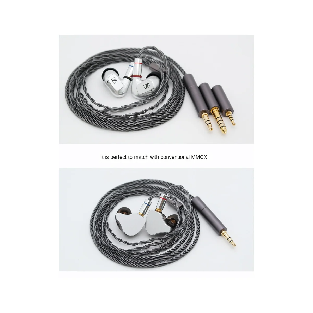 アップグレードケーブル3in1シルバーメッキie300 ie600 ie900mmcxブラックグレー用