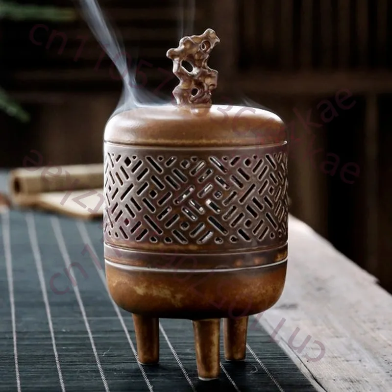 

Винтажная керамическая подставка для благовоний на трех ножках, 17 см, для конусных и спиральных благовоний