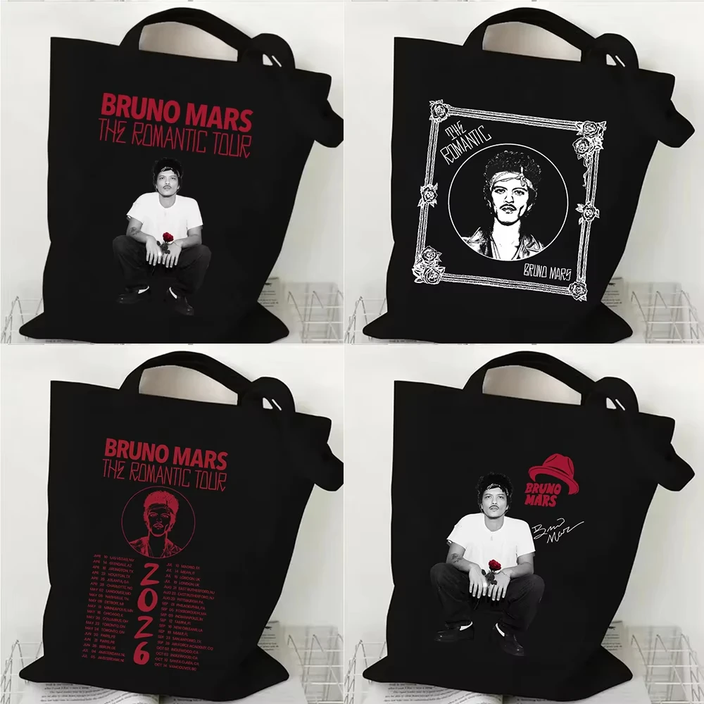 

Сумка-шоппер из холщовой ткани с графическим принтом «2026 Bruno Mars The Romantic Tour 2026» для фанатов, в стиле Y2K