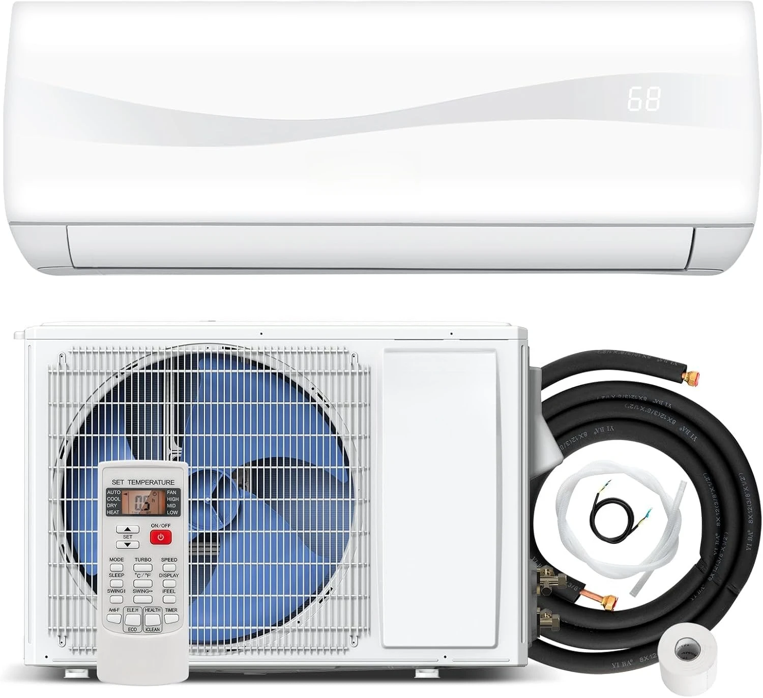 18000 BTU Mini Split Air Conditioner & Heater | 19 SEER2 208-230V Energy Efficient Inverter AC w/Heat Pump & Full, Custom