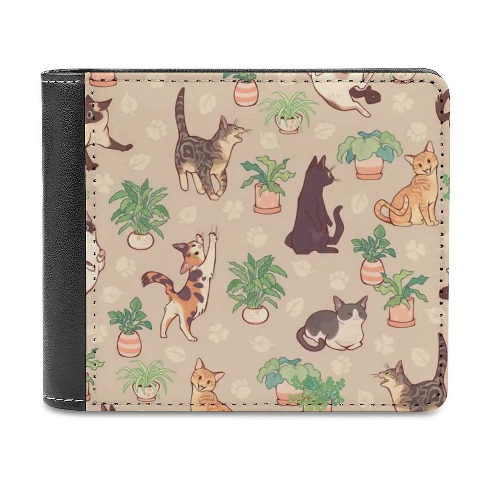Cozy Michis In Beige Men's Wallet Purses Wallets New Design Dollar Price Top Men Leather Wallet Cat Cats Tabby Cat Siamese Cat