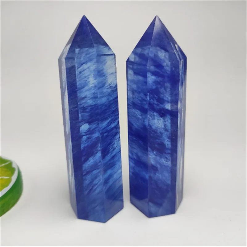 Hexagonal Artificial Crystal, Hexagonal Single-pointed Blue Smelting Stone, Crystal Handicraft Ornament