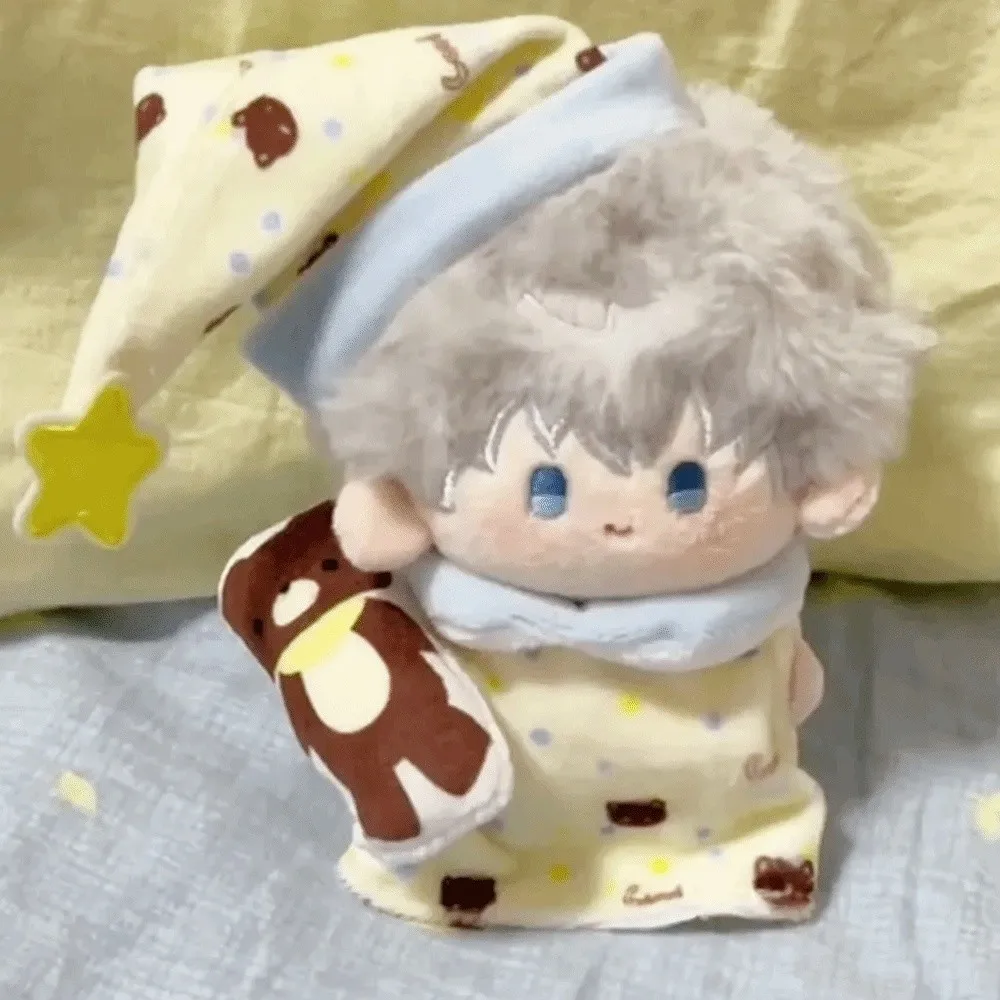 1セット寝間着10cm綿人形服スターハットナイトドレス綿人形服セット漫画かわいい10cm人形服