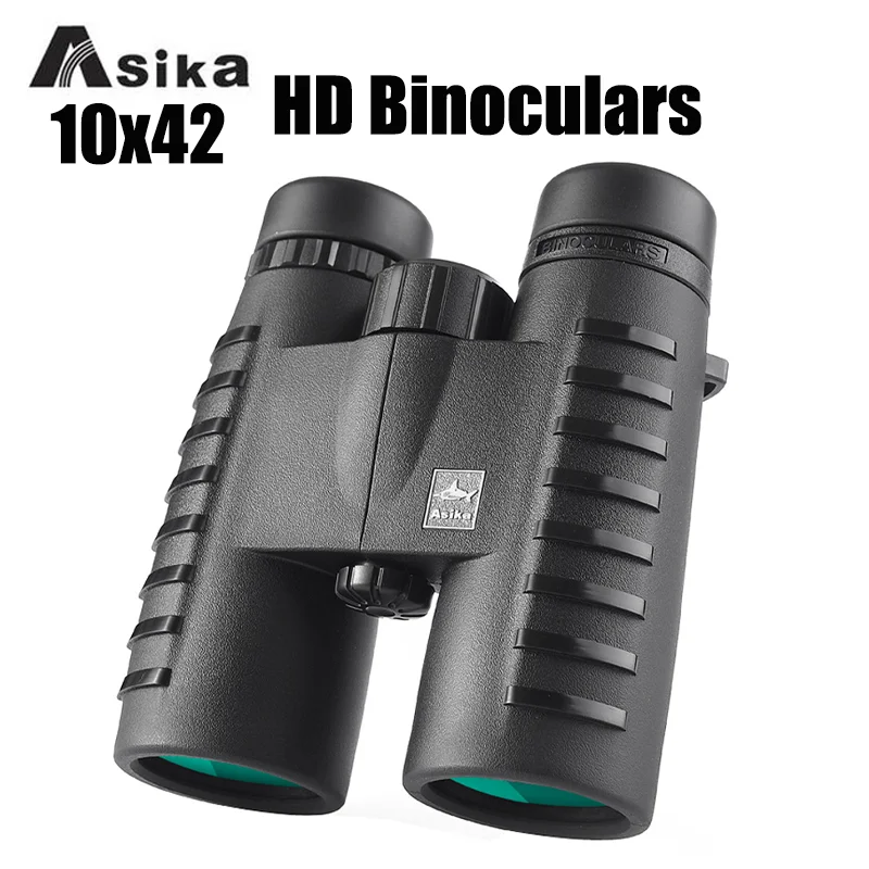 Asika 10x42 HD Binoculars Wide Angle Professional High Power Binoculars Bak4 prism FMC coated binoculars Outdoor camping hunting