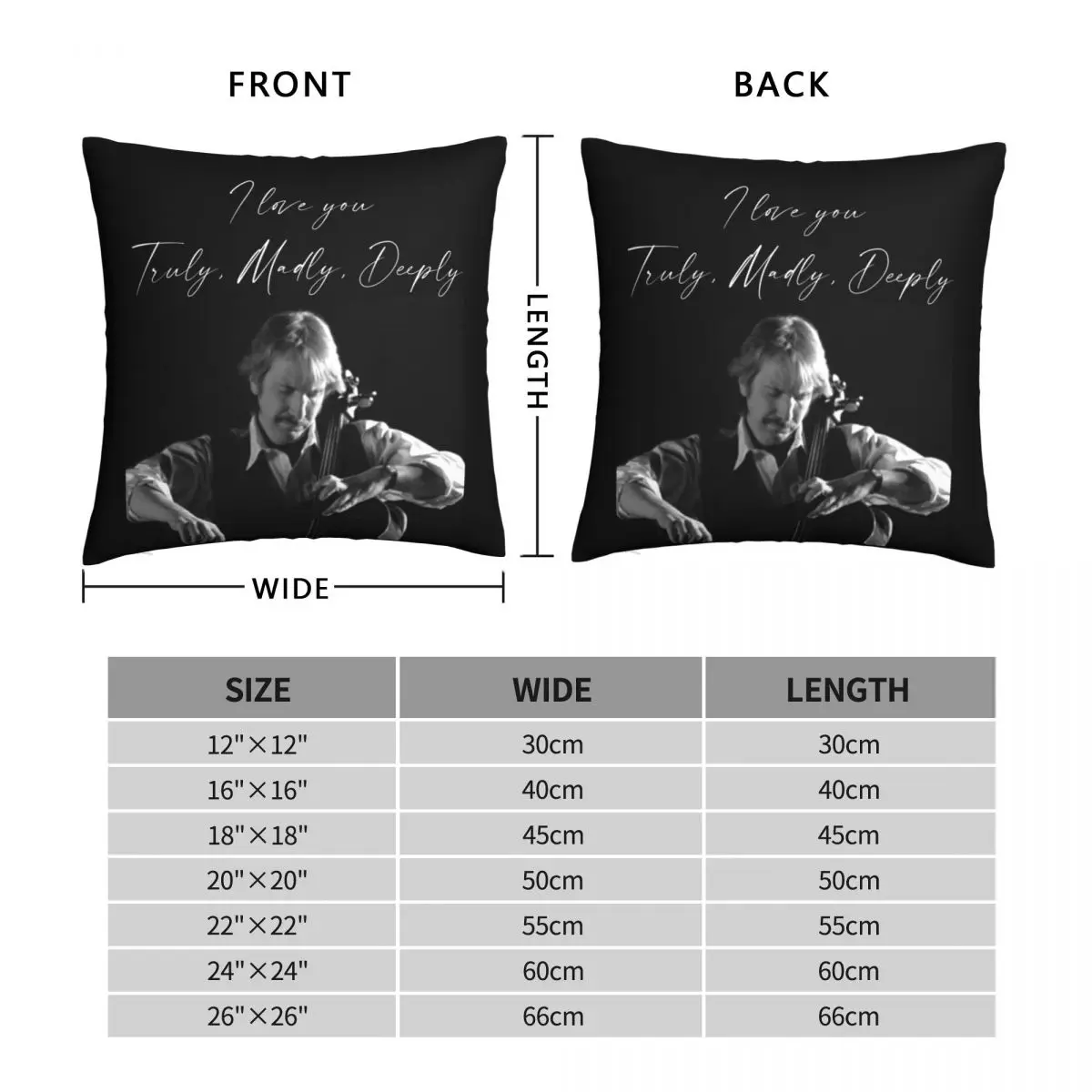 I Love You Alan Rickman Square Pillowcase Polyester Linen Velvet Printed Zip Decorative Car Cushion Cover