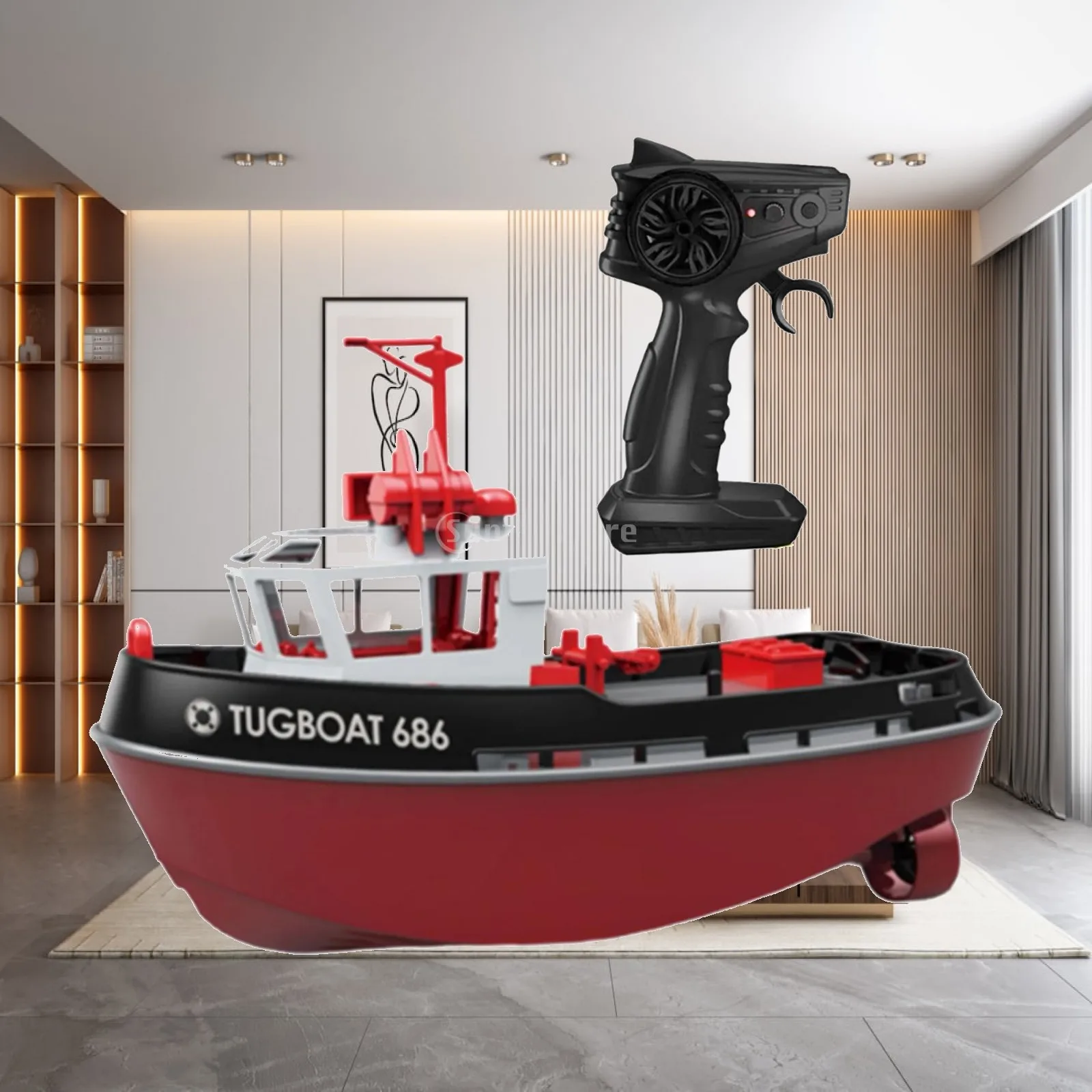 1/72 RC Tugboat RC Boat Model Toy Whole Body Waterproof Remote Control Boat for